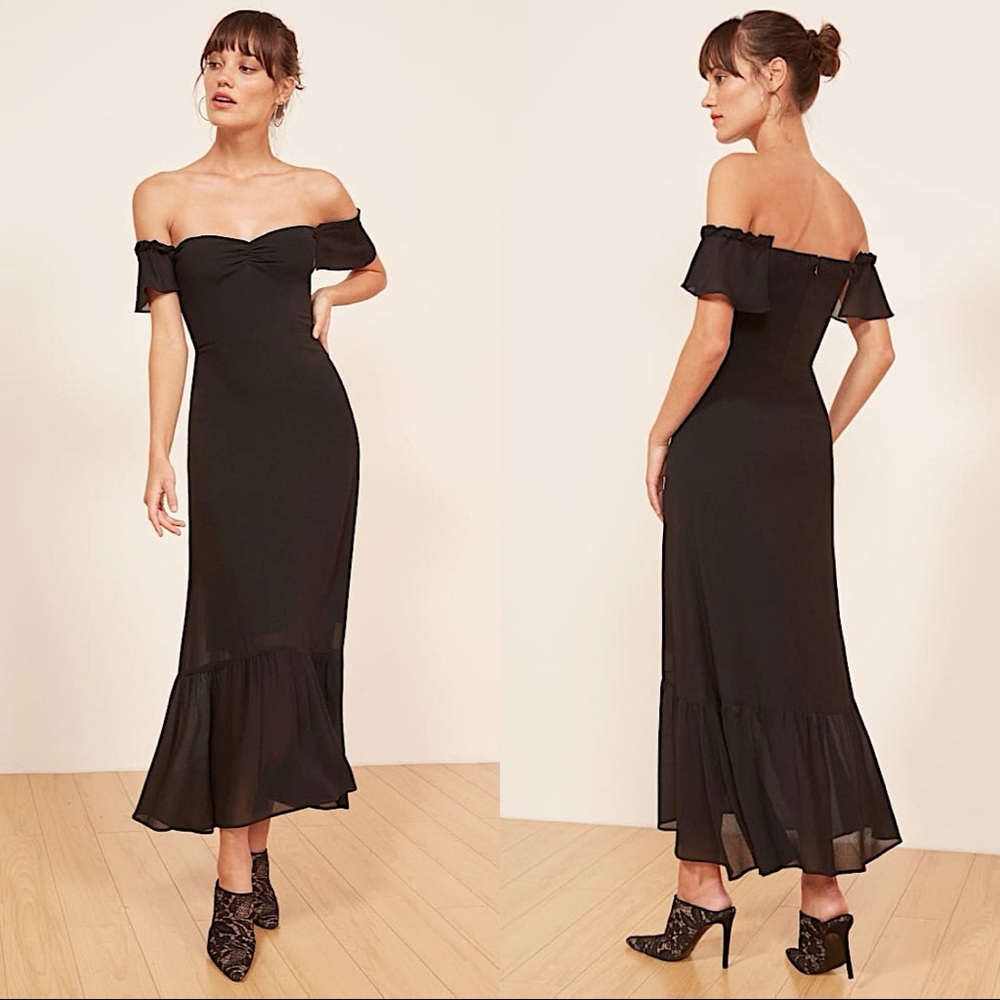 NEW Reformation Black Butterfly Midi Dress